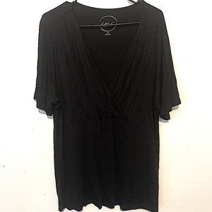 INC international concepts deep V black top sz 2X
